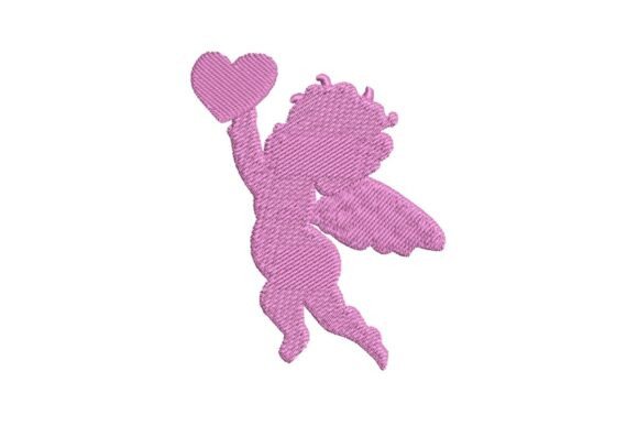 Cupid Holding Heart Silhouette Embroidery Design