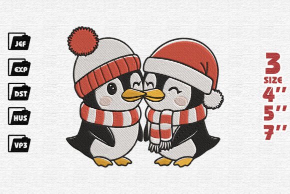 Cute Kissing Penguin Couple Christmas Embroidery Review