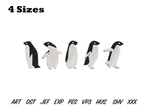 Cute Walking Penguins Embroidery: A Seasonal Charm for Holiday Crafts