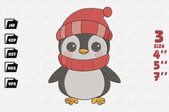 Cute Winter Penguin in Striped Beanie: A Design Review