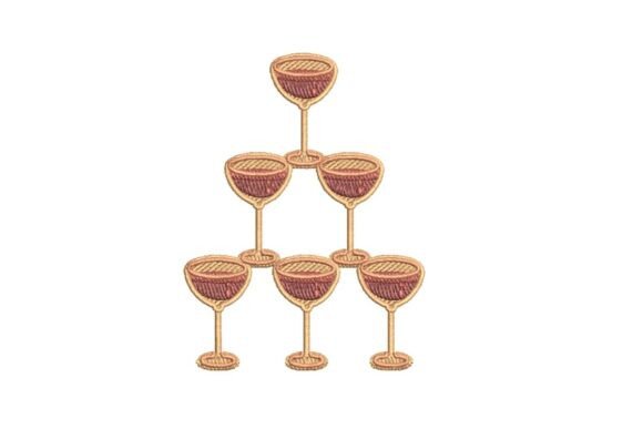Festive Champagne Tower Embroidery Design