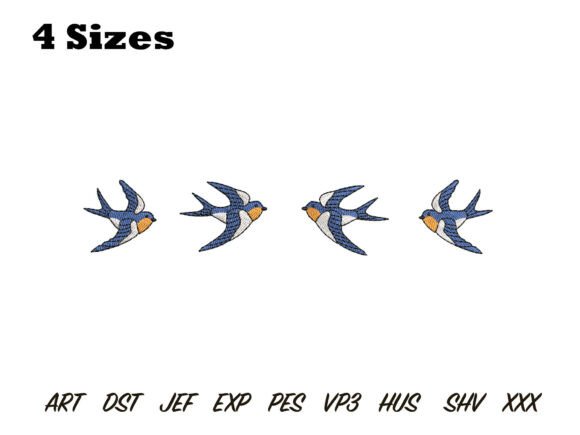 Flying Swallows Embroidery Design