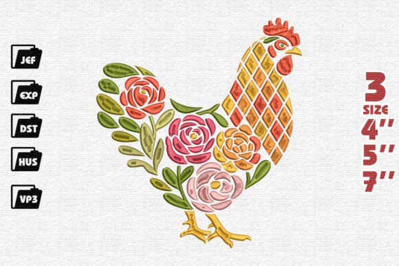 Folk Art Rooster: Seasonal Embroidery Design Review