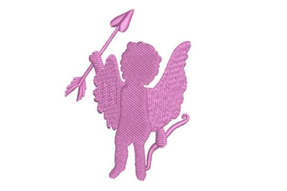 Happy Cupid with Heart Arrow Embroidery Design