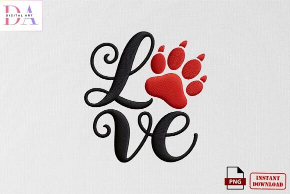 Love Paw Print Embroidery PNG: A Heartfelt Design for Pet Lovers