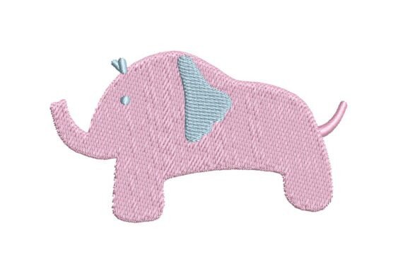 Minimalist Pink Baby Elephant Embroidery Design