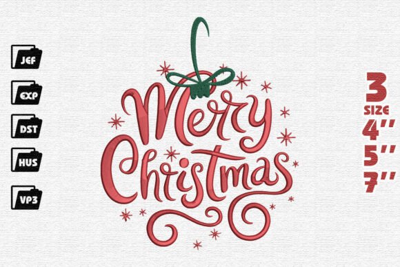 Whimsical Merry Christmas Ornament Embroidery Design