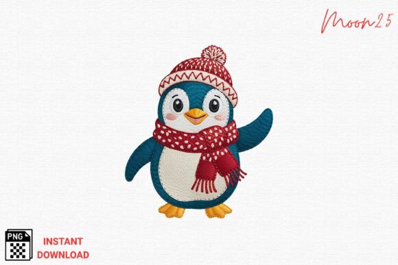 Winter Penguin Embroidery PNG: A Cozy Design for Personalized Gifts